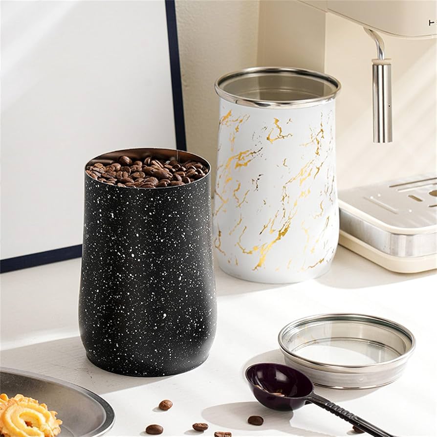 Metal Coffee Bean Container, Airtight Food Jar Container, Modern Marble Design Ceramic Jar, Storage Jar Gift Home Decor Metal Coffee Bean Container, Airtight Food Jar Container, Modern Marble Design Ceramic Jar, Storage Jar Gift Home Decor